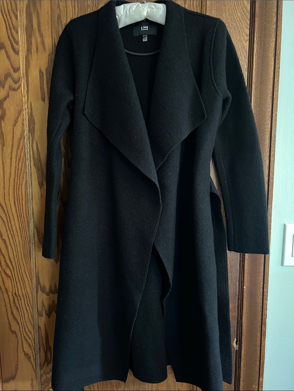 LINE Black Long Open Front Coat